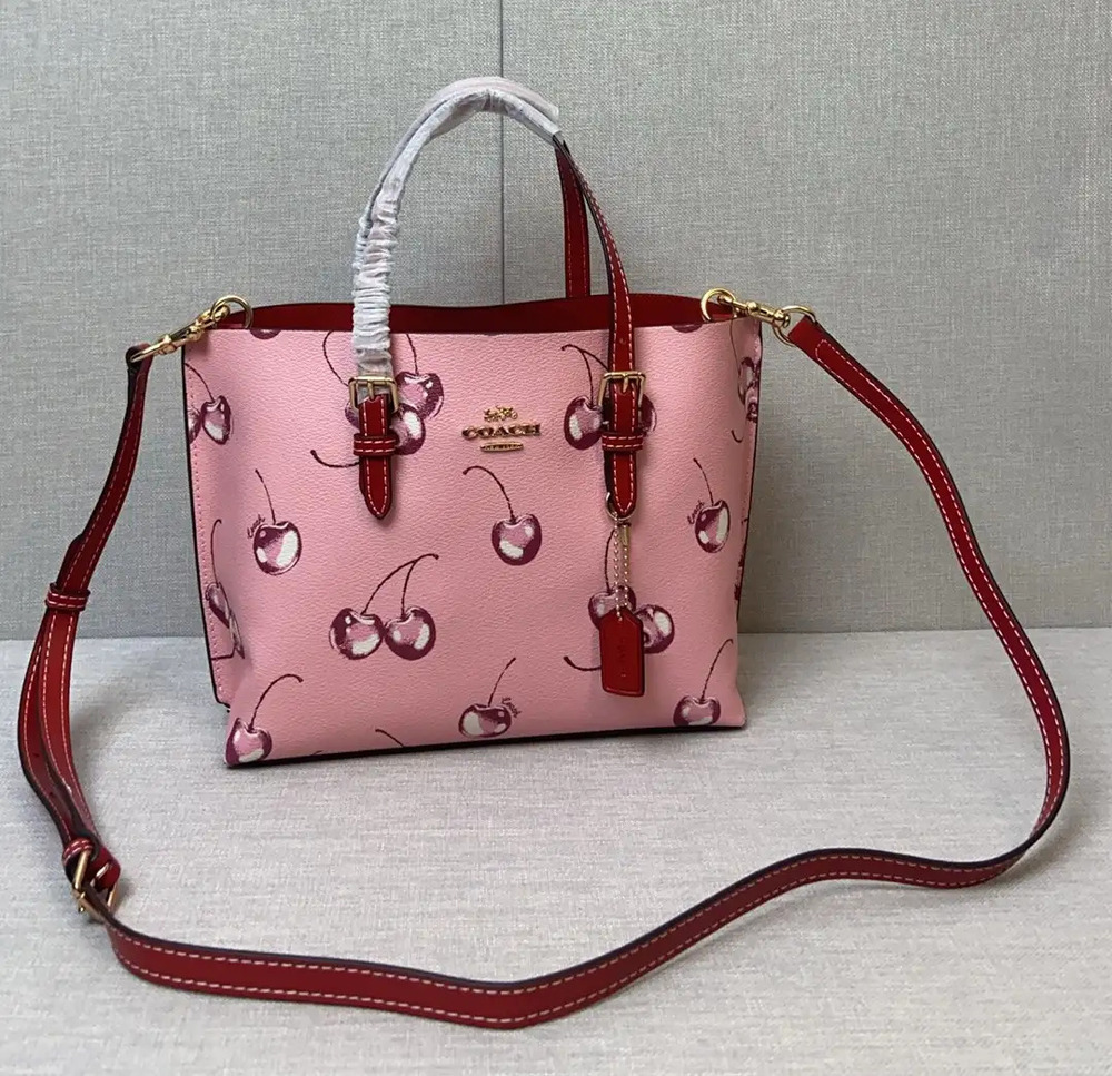 Coach Mollie  Tote Bag 25 With Cherry Print Crossbody Strap